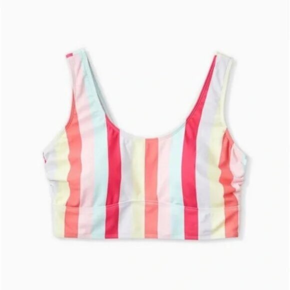 Torrid | Pastel Rainbow Stripe Wireless Scoop Bikini Top | Size 1 - Picture 1 of 10